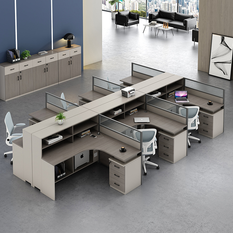 Staff desk staff office desk and chair combination simple modern 4/6 person card holder Office finance computer table Staff desk staff office desk and chair combination simple modern 4/6 person card holder Office finance computer table