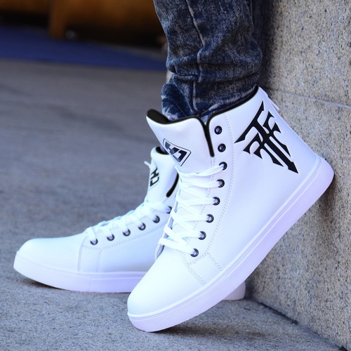Men's Autumn New Student Sports Shoes Casual Shoes High-top Ankle Boots Korean Style Trendy Laced Running Single Shoes