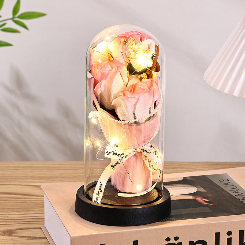中国のバレンタインデーのギフトパールエッジ永遠の花ローズガラスカバークロスボーダー誕生日ギフト装飾品教師の日|undefined