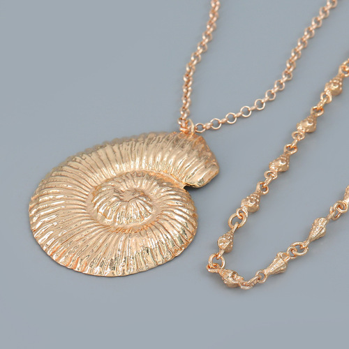 Summer new seashell necklace two-piece set, trendy European and American-style exaggerated jewelry for women, wholesale alloy accessories.