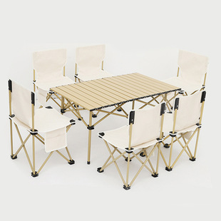 Outdoor Folding Table and Chair Folding Stool Portable Table and Chair Self-driving Tour Camping Picnic Egg Roll Table Set Multifunctional Table and Chair