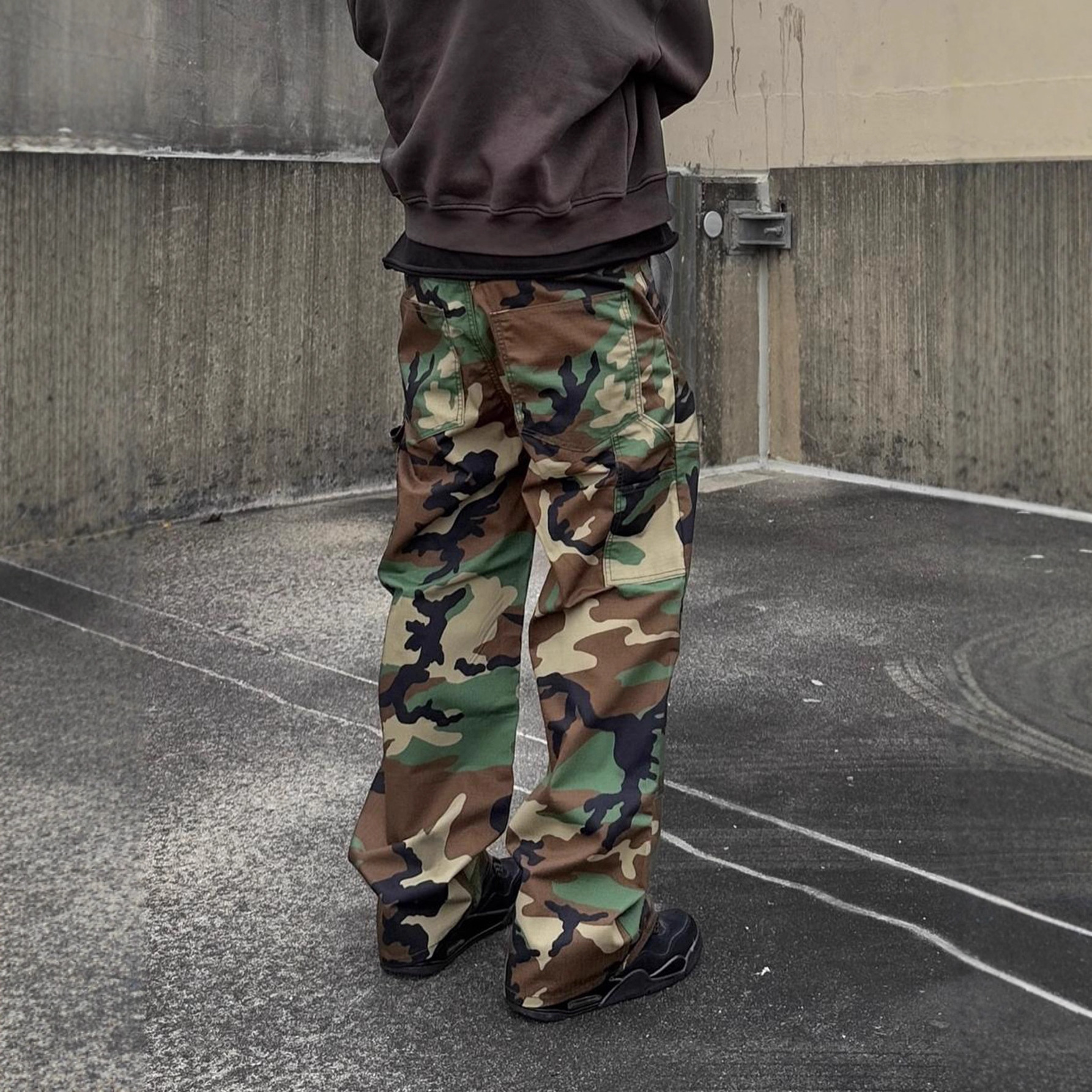 Herren Camouflage Cargohose Locker Geschnittene Arbeitshose_voghion.com