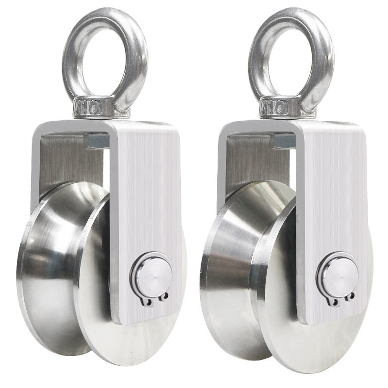 304不锈钢滑轮吊环组钢丝绳型轴承轨道轮起重定滑轮配件型槽轮