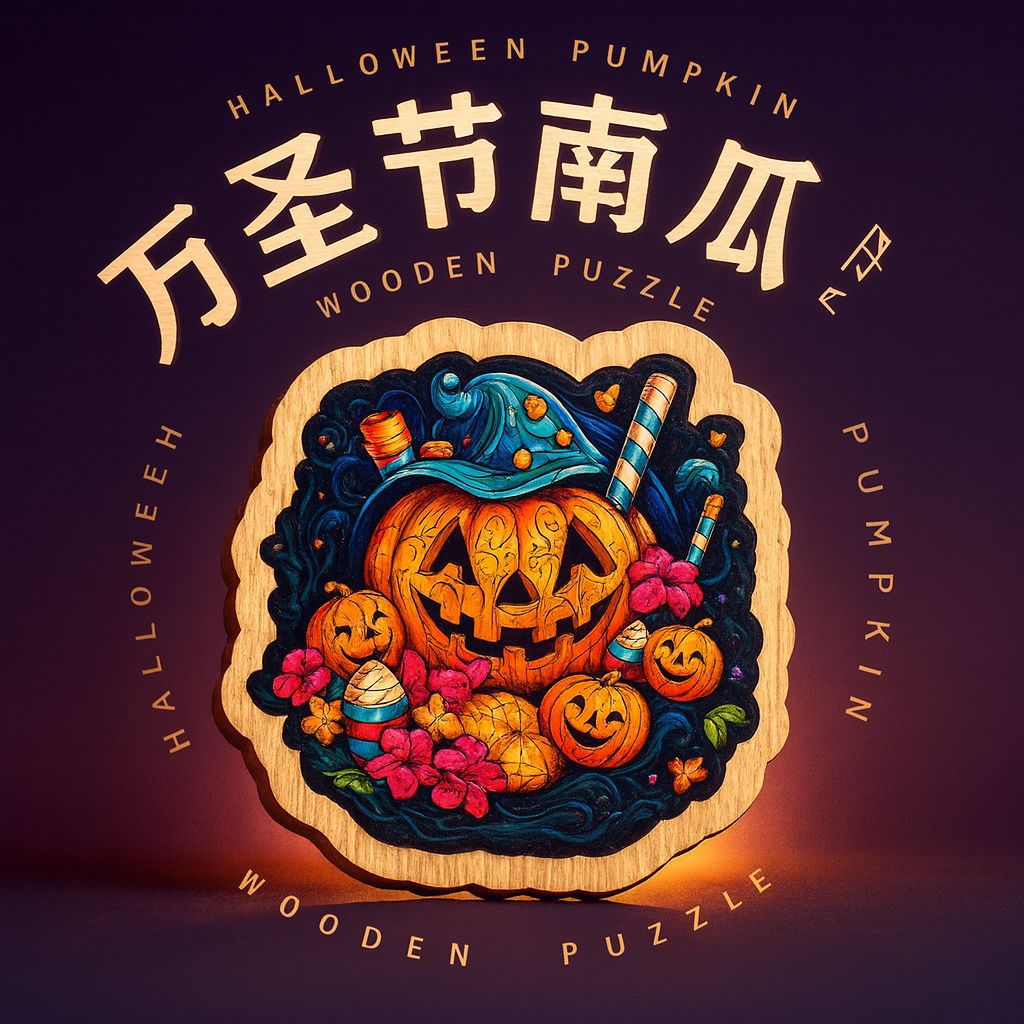 Halloween Pumpkin Puzzle High-Difficulty Assembly Wooden Flat Puzzle Educational Board Game Gift Stress-Relief Artifact