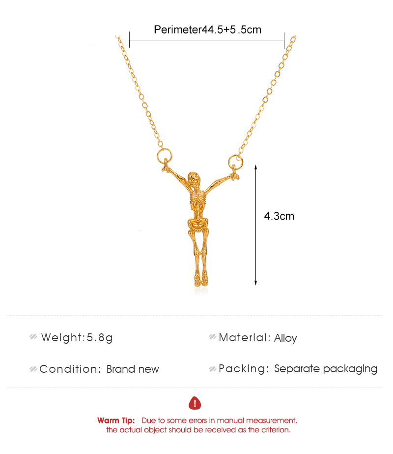 retro exaggerated skull ghost pendant necklace gothic Halloween sweater chain