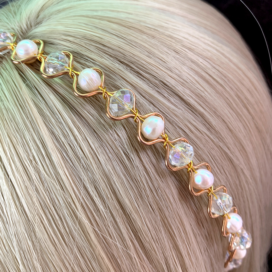 1 Piece Quantity Holiday Occasion Crystal Material Round Pattern Simple Style Women's Round Crystal Inlay Pearl Jewelry Headband