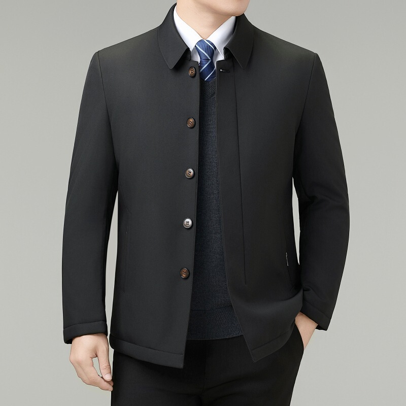 Brand Autumn and Winter New Lapel Cotton Coat Men's Large Size Jacket Middle-Aged and Elderly Dad Wear Business Casual Executive Jacket
