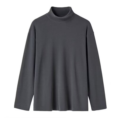 Thermal regulating German wool lined warm anti-cold men's base shirt half crew neck solid color long sleeve T-shirt