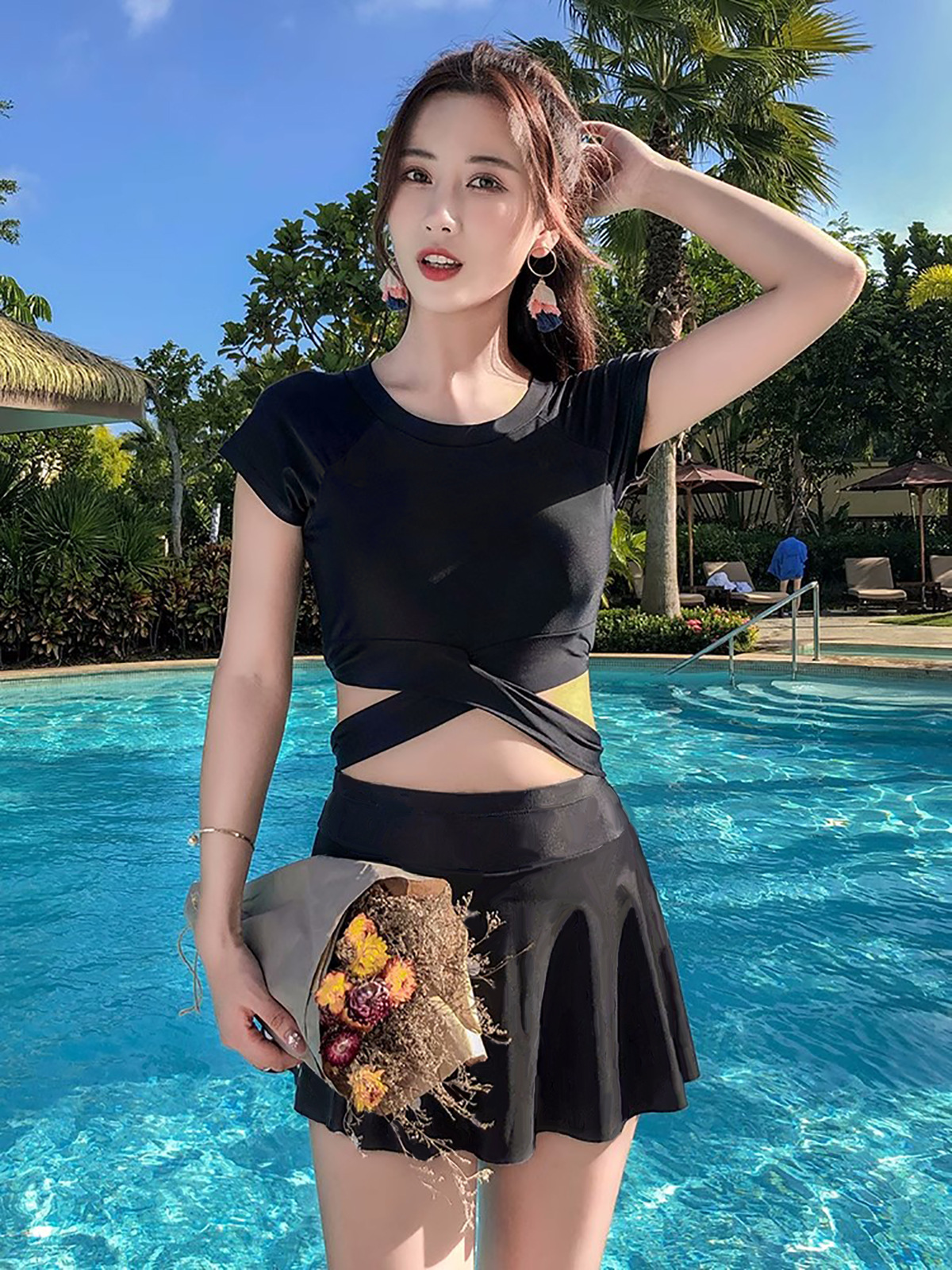 Traje de baño dividido de dos piezas para mujeres adelgazamiento vientre que cubre estudiante 2024 nuevo popular Plus Size Sexy Hot Spring traje de baño