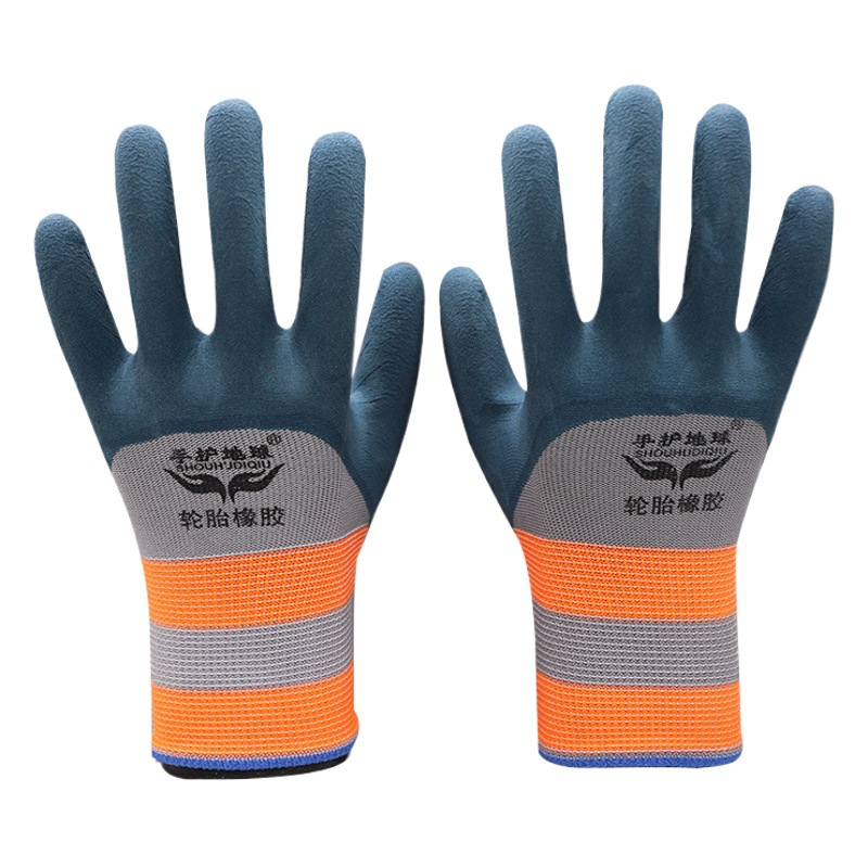 Caucho de látex transpirable, trabajo laboral resistente al desgaste y antideslizante, guantes de seguro laboral, piel de goma rey resistente al desgaste, cabello sumergido en el sitio