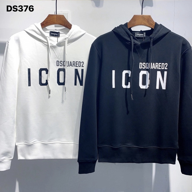 DS376 남성 후드 스웨터 D2 인쇄 ICON 유럽과 미국 트렌드 봄과 가을 슬림 긴 소매 크루넥 풀오버 in