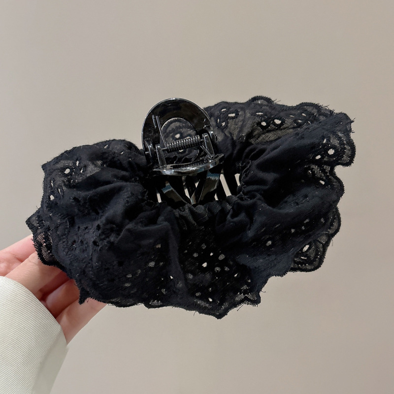 Flores de encaje temperamento gran clip de cabello para mujeres 2025 nuevo estilo de alta sensación detrás de la cabeza clip de cabello de pesca adornamiento para el cabello