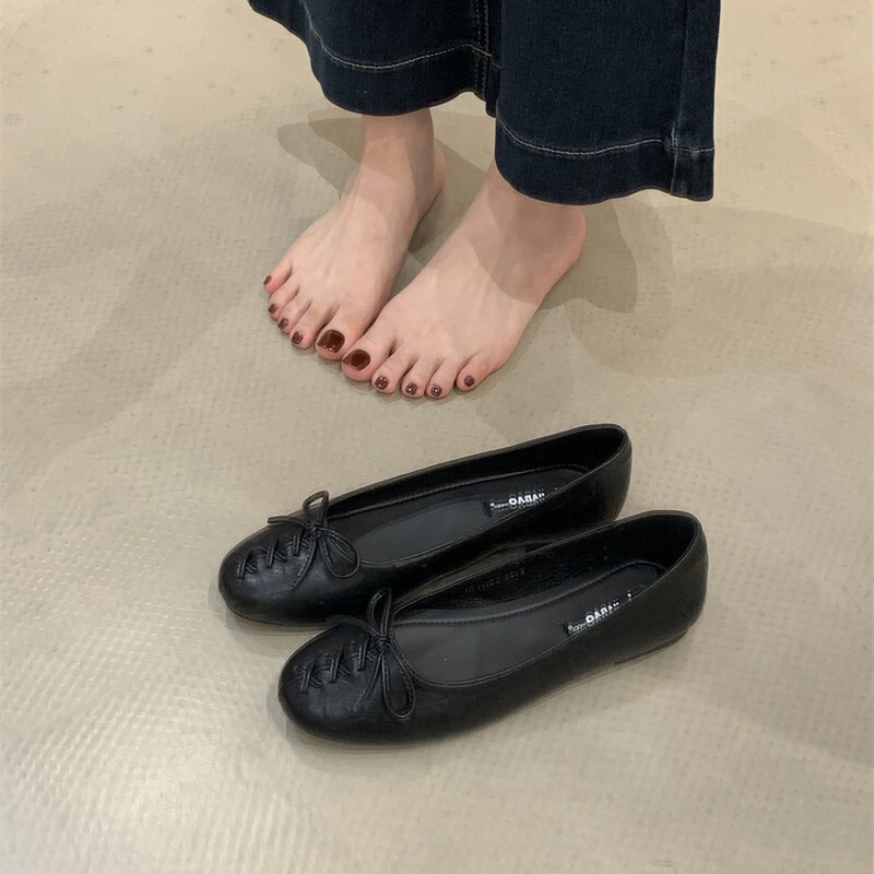2025秋季蝴蝶结百搭晚晚通勤软底瓢鞋平底法式圆头浅口单鞋女鞋子|undefined