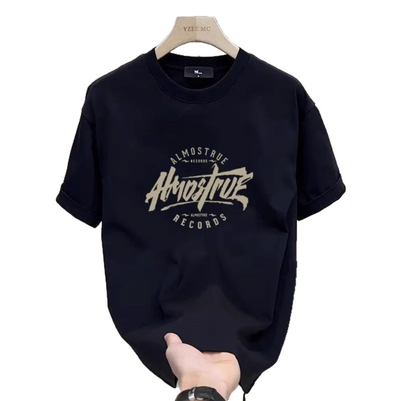 Camiseta de hombre de algodón puro, manga corta, cuello redondo, estampada, a la moda veraniega, unisex, combina con todo._voghion.com
