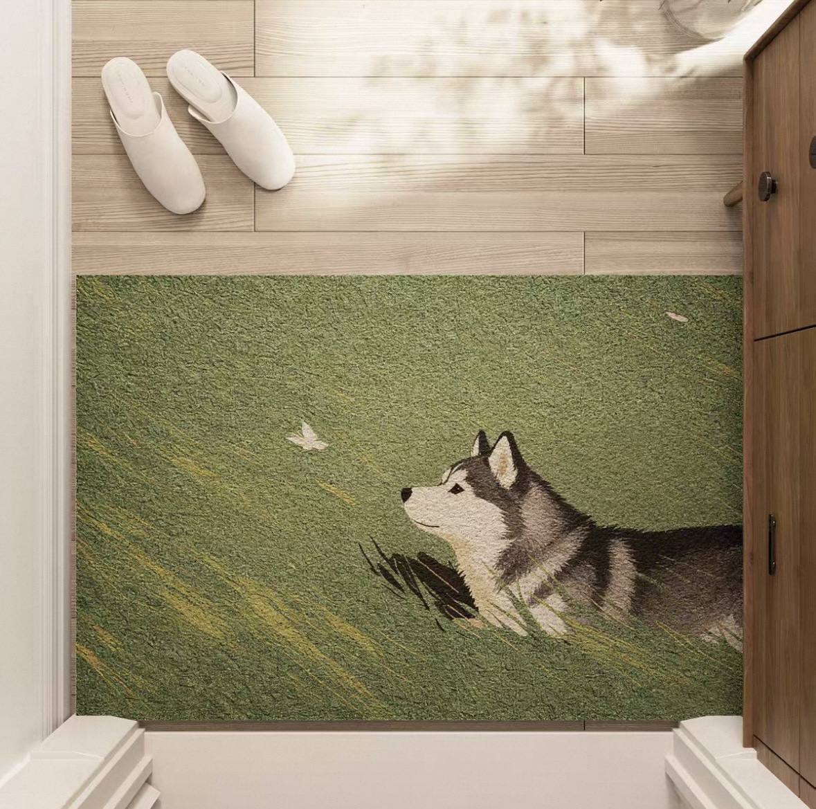 Grassland Small Animal Design Silk Loop Door Mat, Household Carpet, Entryway Dust Removal Non-Slip Foot Mat, Customizable Mat, Dropshipping Available