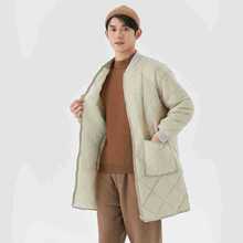 男士冬季学生加肥加大加厚加长大衣加绒保暖长袖棉衣螺纹棉服2507