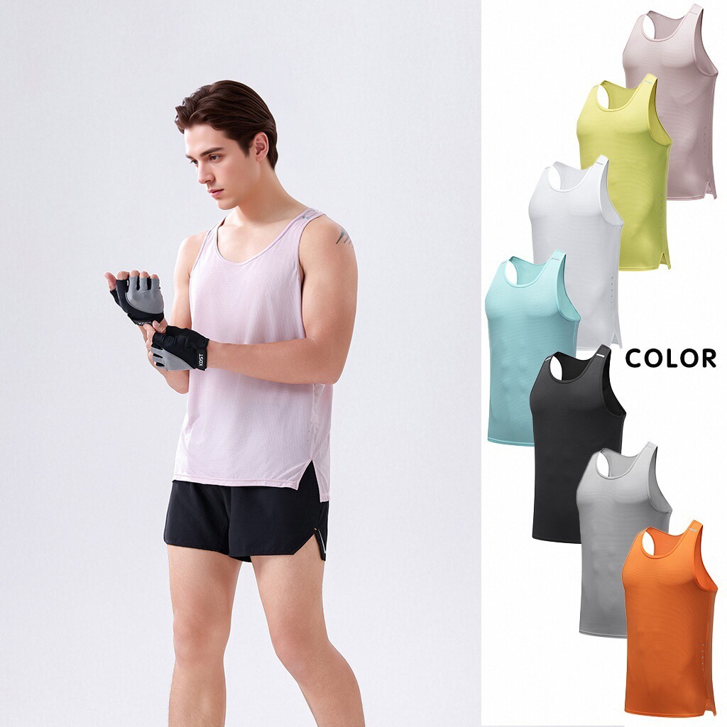 Men's Marathon Running Vest Track and Field Competition Basketball Fitness Training Top Racing Sleeveless Split Quick-Dry Shirt