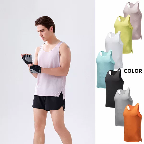 Men's Marathon Running Vest Track and Field Competition Basketball Fitness Training Top Racing Sleeveless Split Quick-Dry Shirt