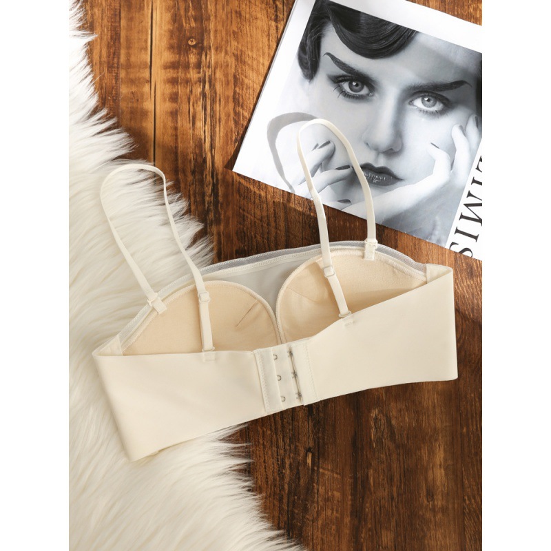 Sujetador sin tirantes de seda de mora de seda japonés antideslizante empuja hacia arriba el tubo superior ropa interior sin costuras anti-exposición de una pieza para mujeres