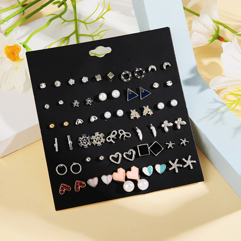 1 Set Simple Style Heart Shape Alloy Inlay Artificial Diamond Womenu0027S Ear Studs