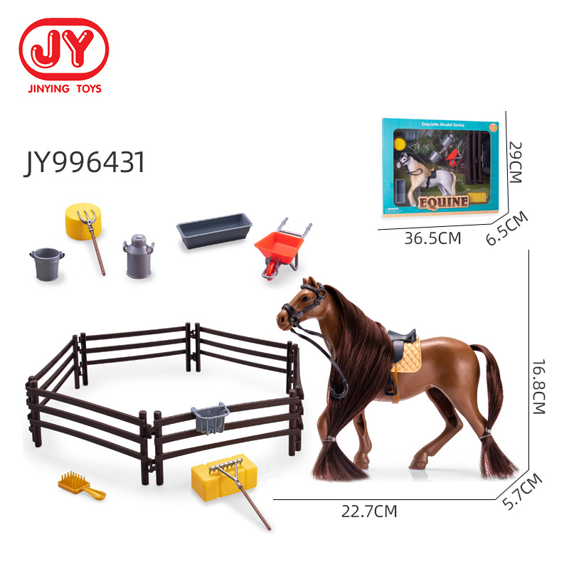 Simulación cerca de la granja de caballos lavado modelo de caballo educación temprana para niños decoración de la bandeja de arena modelo de caballo de granja de caballos modelo de juguete