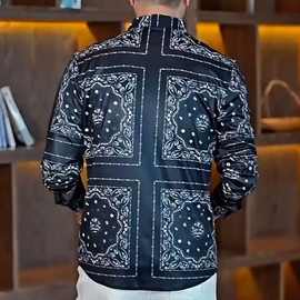 新款2025衬衫长袖个性潮流男士秋季时尚休闲修身帅气衬衣防晒上衣