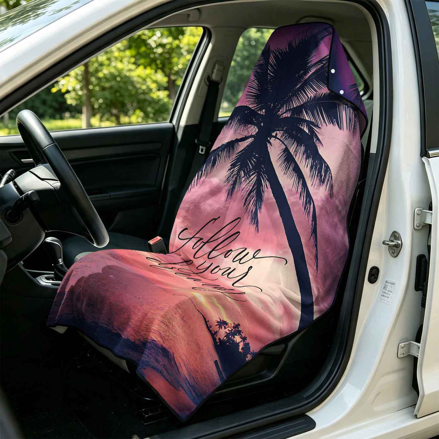 Printed bath towel and car seat cover 2-in-1, ultra-fine fiber outdoor beach and car dual-use universal seat cushion