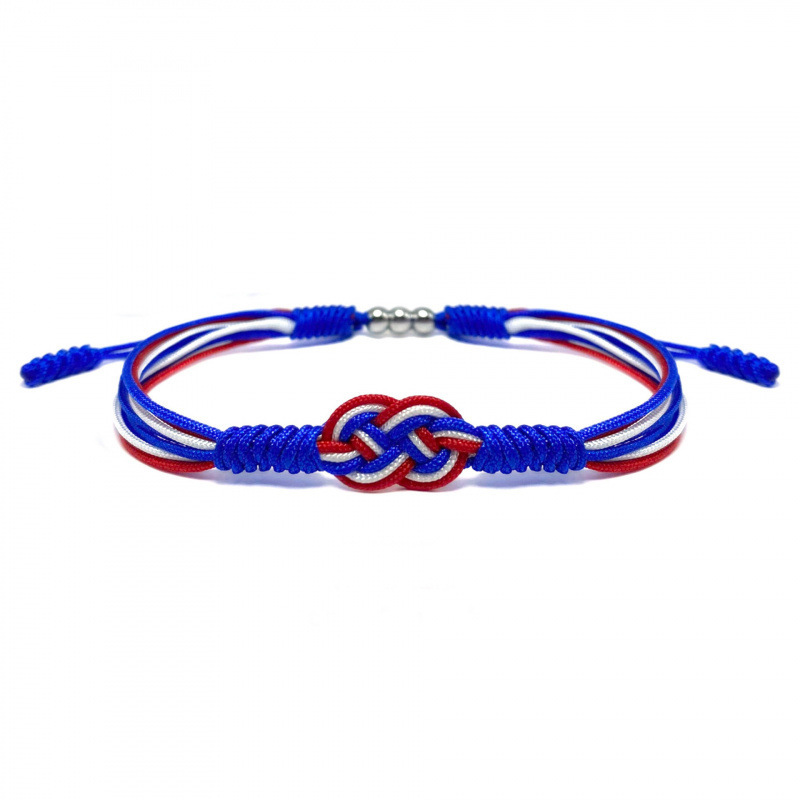 Flag-Colored Woven Bracelet, Red, Yellow, and Blue Jade Thread Woven Silver Bead Bracelet, Palestine Unity Knot Woven Bracelet Flag-Colored Woven Bracelet, Red, Yellow, and Blue Jade Thread Woven Silver Bead Bracelet, Palestine Unity Knot Woven Bracelet