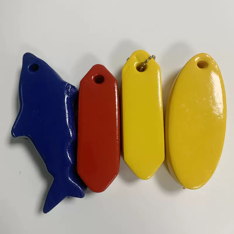 厂家PU发泡浮标挂件 彩色防水钥匙扣 NBR浸胶浮筒EVA浮水挂件鱼漂