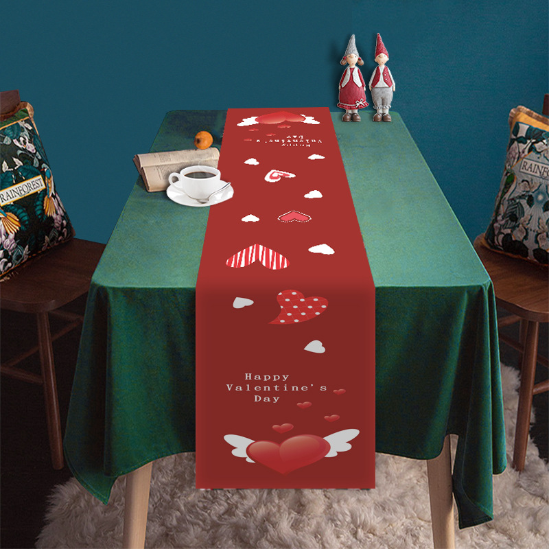 Transfronterizo nuevo día de San Valentín camino de mesa Lino impreso mantel hogar Decoración sofá fiesta Festival atmósfera Decoración