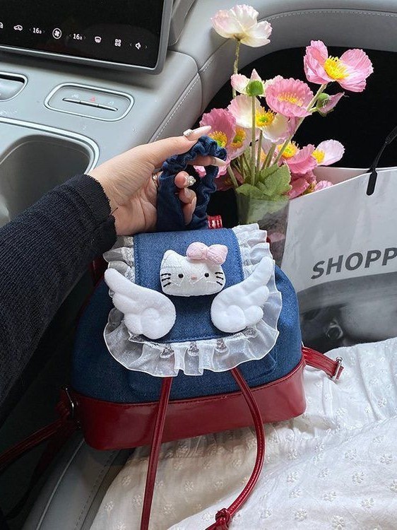 时尚卡通可爱Hellokitty迷你包包女2025新款高颜值超火百搭双肩包|undefined