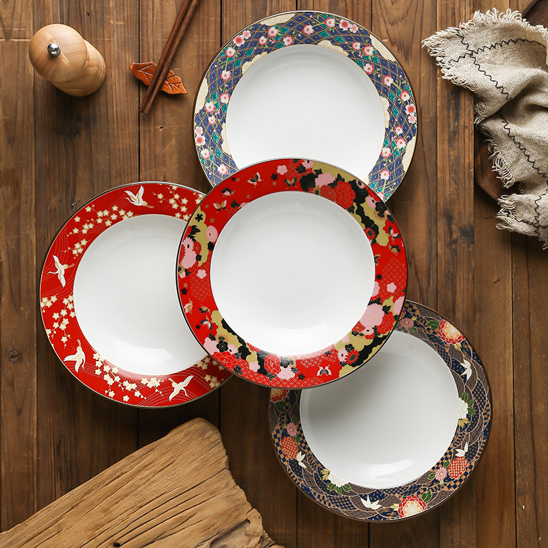 日式汤盘日式草帽盘日式彩绘盘日式料理盘日韩餐具盘