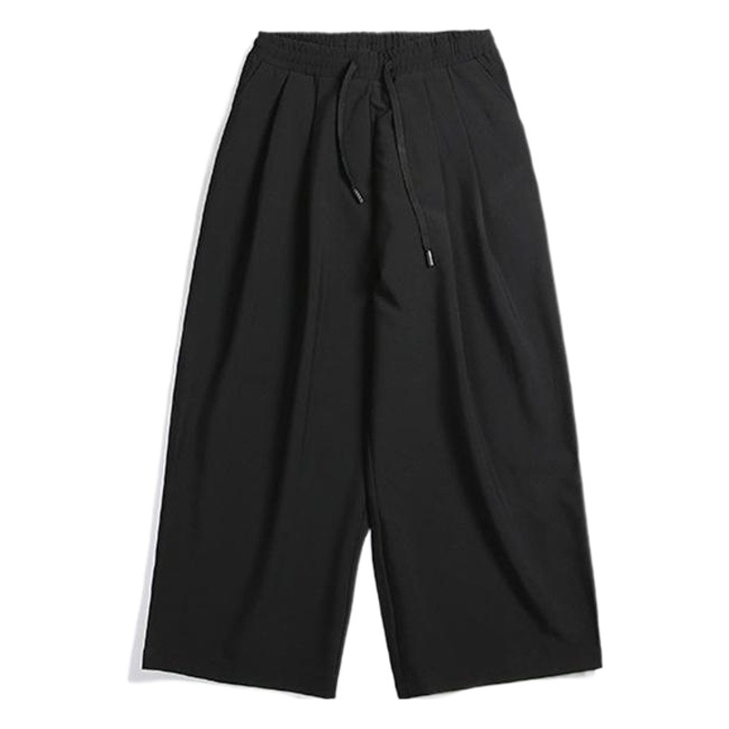 LKTM hombres # drapeado pantalones de traje de pierna ancha hombres ins Hong Kong estilo suelto recto todo partido papá recortado pantalones de traje casual