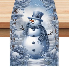 新型冬雪だるまプリントテーブル旗クリスマスリネンレストラン装飾テーブルマットクロスボーダーキッチンテーブル断熱マット