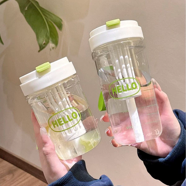 【White】New hello flower tea plastic cup
