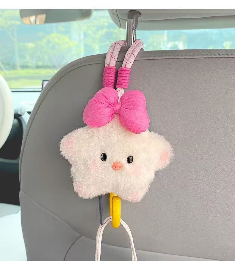Car-Mounted Hook, Hidden Seat Back Hook for Vehicles, Multifunctional Storage for Front and Rear Seats, Cute Star Pig Car Hanging Ornament