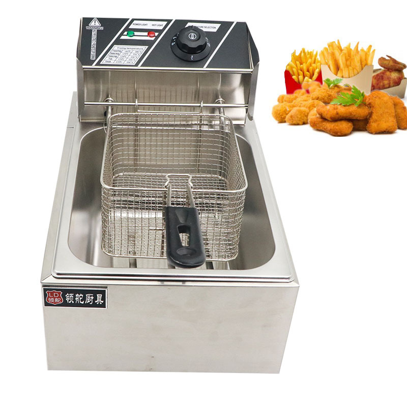 Gran producción al por mayor restaurante de escritorio comercial 6L freidora eléctrica inoxidable freír caldera pescado frito pollo frito patatas fritas máquina