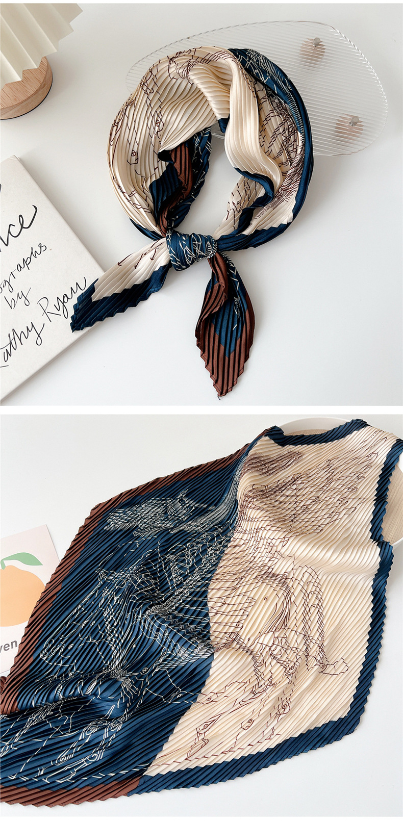 60g Weight Silk Scarf Classification Outdoor, Travel Occasion Polyester Material Printing Pattern Spring&Summer Season Women's Gender Printing Design Elegant Style Women's Elegant Printing Polyester Printing Silk Scarf 16