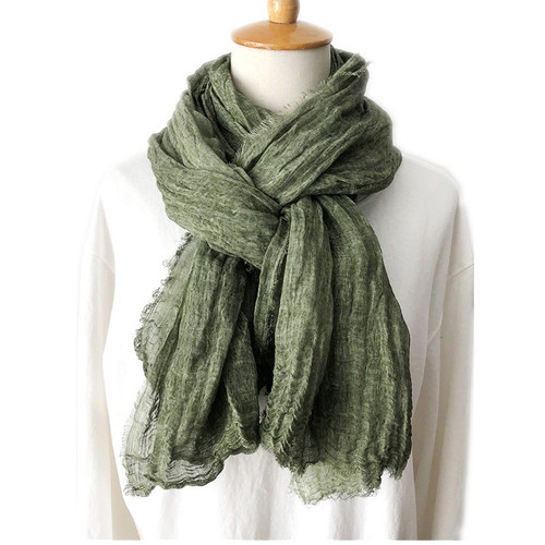 Solid color cotton and linen scarf autumn and winter new foreign trade men's scarf wholesale natural wrinkled linen scarf women's shawl cross-border