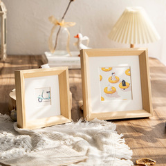 Square solid wood small photo frame DIY, make photo into frame, place on table, 6-inch, 7-inch, 8-inch photo album frames, hang on the wall
