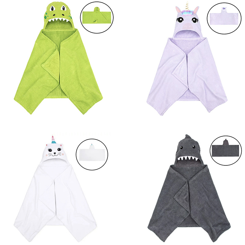 Toalla de baño verde para niños capa con capucha bebé albornoz con capucha dibujos animados bebé algodón toalla de baño para niños