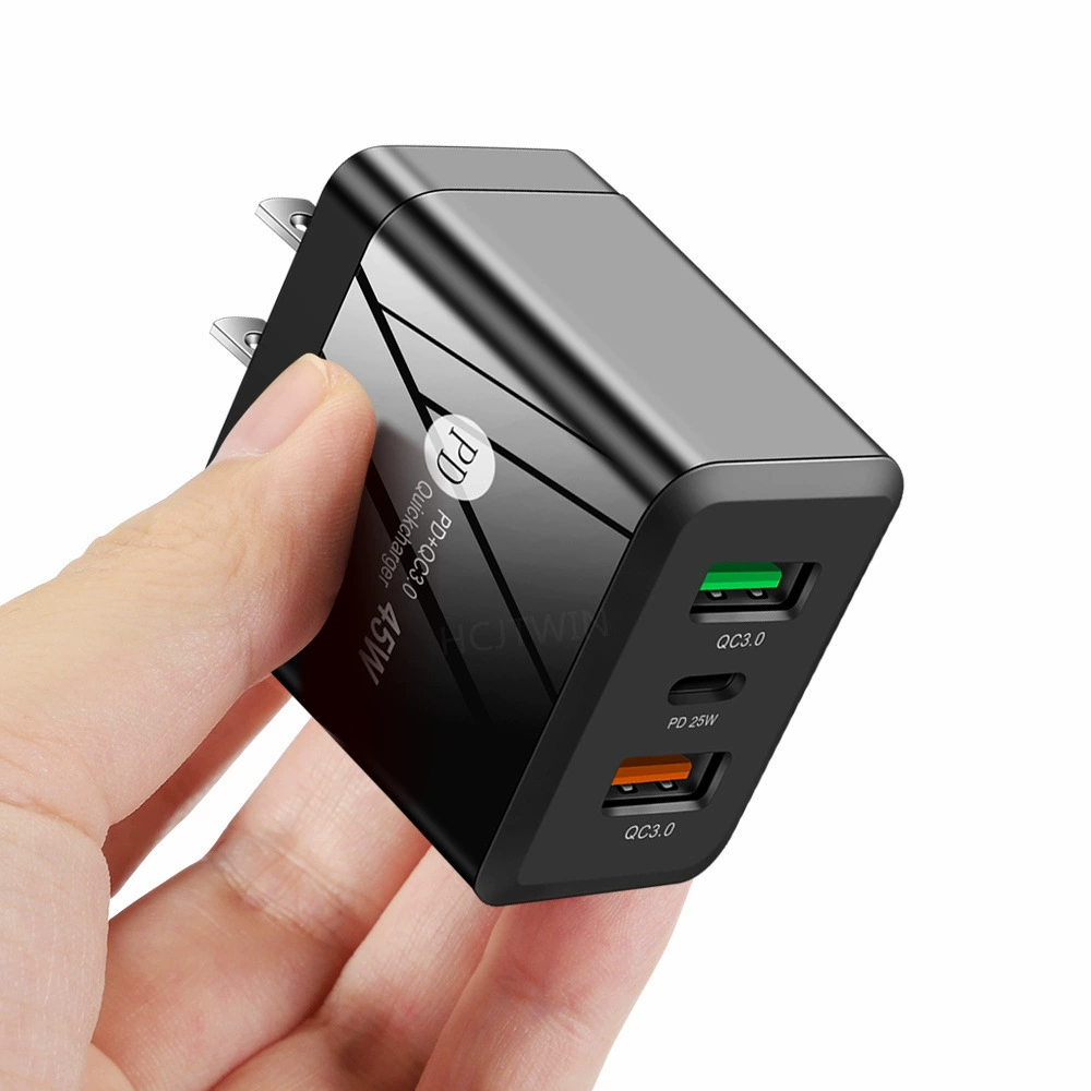 Зарядное устройство для быстрого зарядки телефона 45W с двумя USB QC3.0+PD25W Европа