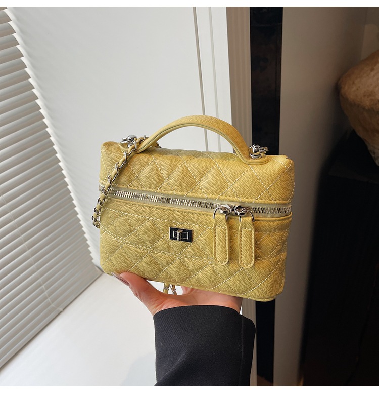 Xiaoxiangfeng bolso pequeño portátil mujer 2025 nueva moda cadena de rombos pequeño bolso cuadrado coreano bolso de mensajero simple