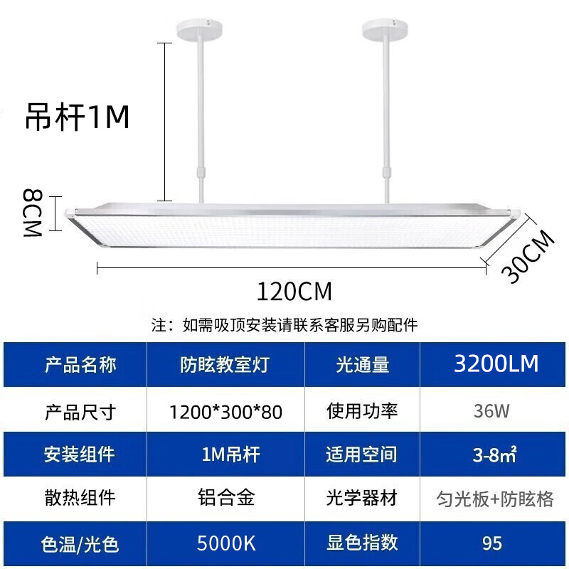 教室用LEDランプ、目に優しい照明、研修施設、ダンス教室、幼稚園、学校、オフィスビル、黒板専用|undefined