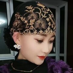 新しい刺繍の頭の帽子の二重のファッション的な空気の防塵の保温の髪の帽子のお母さんの白髪の髪飾りの卸売り