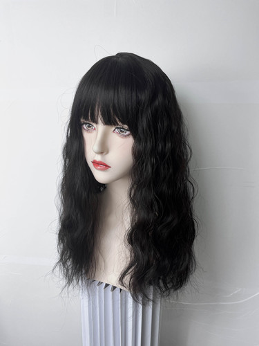 Starway wig for women with black brown long hair, wool curls, natural long curly hair, big waves, simulated corn perm, full headgear style
