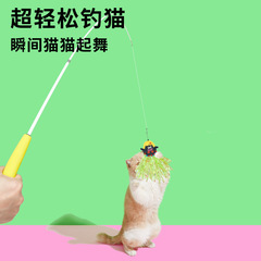 Pupu Lab Dance Girl Fishing Rod Cat Teaser Long Rod Telescopic Feather Bell Boredom Toy for Replacement Heads