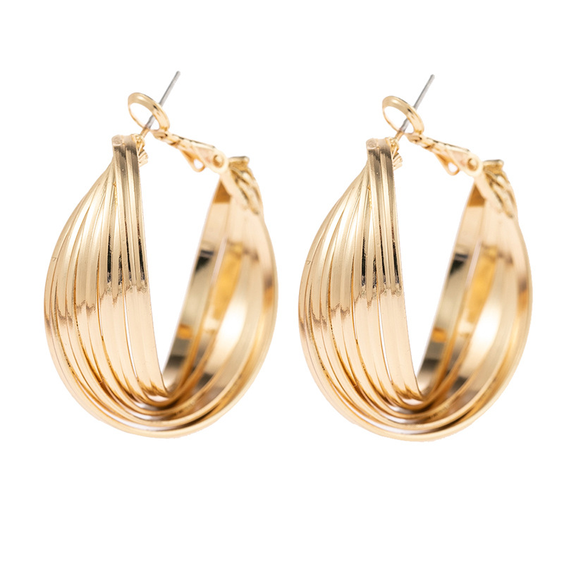 1 Pair Fashion Stripe Solid Color Metal Women's Hoop Earrings display picture 4