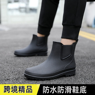 Short tube water shoes men's rain shoes spring and autumn fashion wear-resistant non-slip rain boots Four Seasons kitchen work fishing car wash shoes