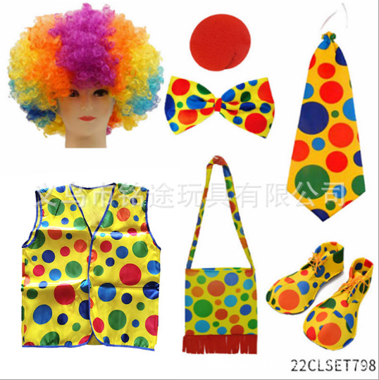 Joker Dress Up Performance Disfraces Colorido iridiscente Fan Cabeza explosiva Peluca Cabello rizado Cabello Cabello Funda Joker cos